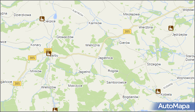 mapa Jagielnica, Jagielnica na mapie Targeo