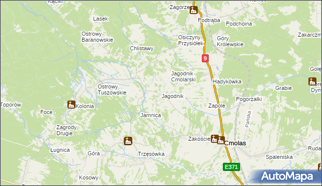 mapa Jagodnik gmina Cmolas, Jagodnik gmina Cmolas na mapie Targeo