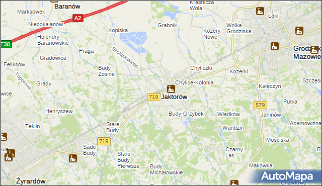 mapa Jaktorów, Jaktorów na mapie Targeo