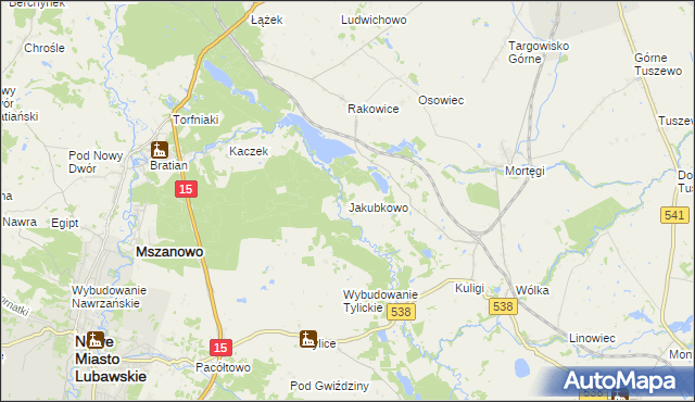 mapa Jakubkowo gmina Grodziczno, Jakubkowo gmina Grodziczno na mapie Targeo