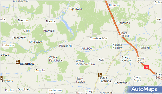 mapa Jakubów gmina Stara Błotnica, Jakubów gmina Stara Błotnica na mapie Targeo