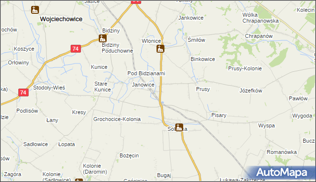 mapa Jakubowice gmina Ożarów, Jakubowice gmina Ożarów na mapie Targeo