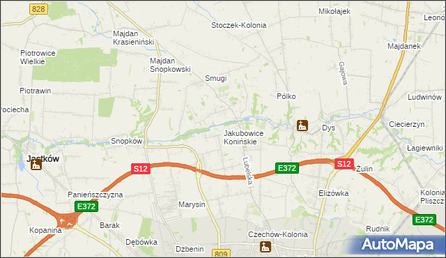 mapa Jakubowice Konińskie, Jakubowice Konińskie na mapie Targeo