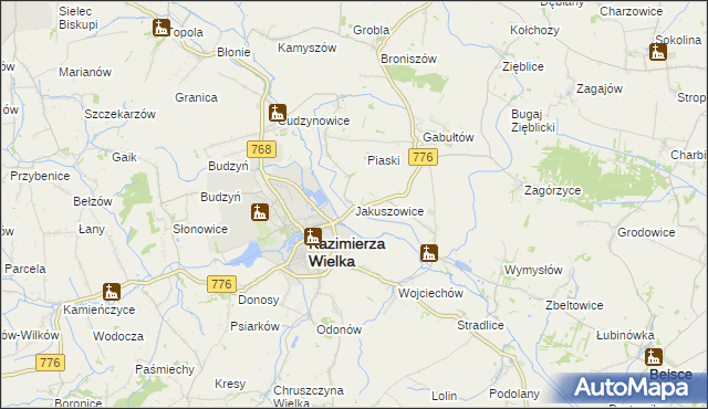 mapa Jakuszowice, Jakuszowice na mapie Targeo