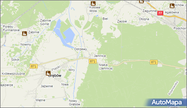 mapa Jamnica gmina Grębów, Jamnica gmina Grębów na mapie Targeo