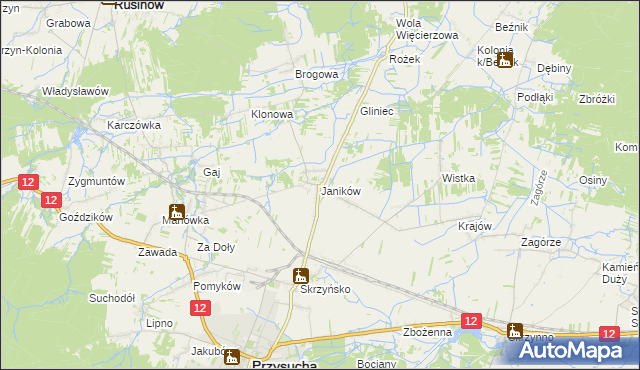 mapa Janików gmina Przysucha, Janików gmina Przysucha na mapie Targeo