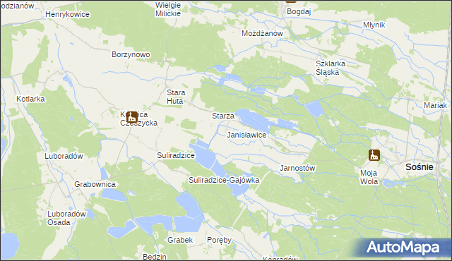 mapa Janisławice gmina Sośnie, Janisławice gmina Sośnie na mapie Targeo