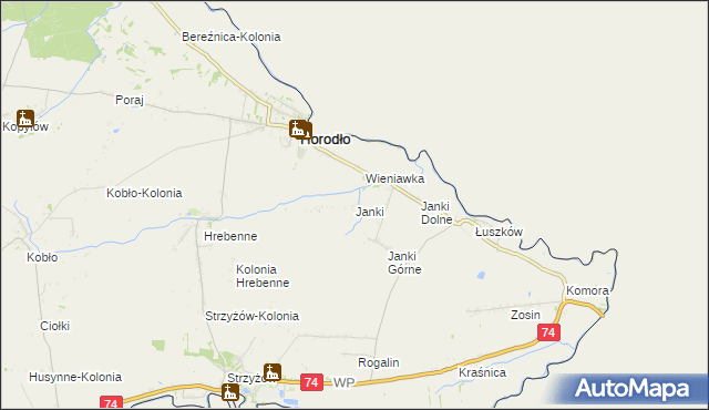 mapa Janki gmina Horodło, Janki gmina Horodło na mapie Targeo