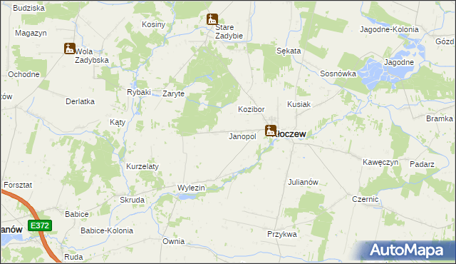mapa Janopol gmina Kłoczew, Janopol gmina Kłoczew na mapie Targeo