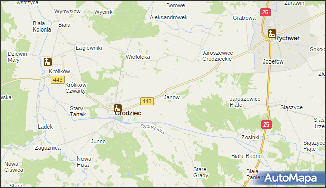 mapa Janów gmina Grodziec, Janów gmina Grodziec na mapie Targeo