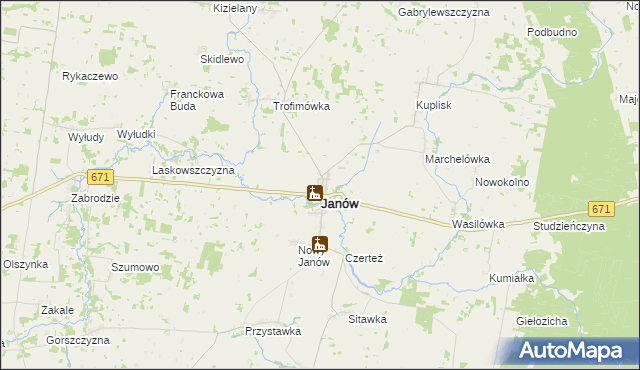 mapa Janów powiat sokólski, Janów powiat sokólski na mapie Targeo