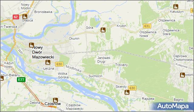 mapa Janówek Drugi, Janówek Drugi na mapie Targeo