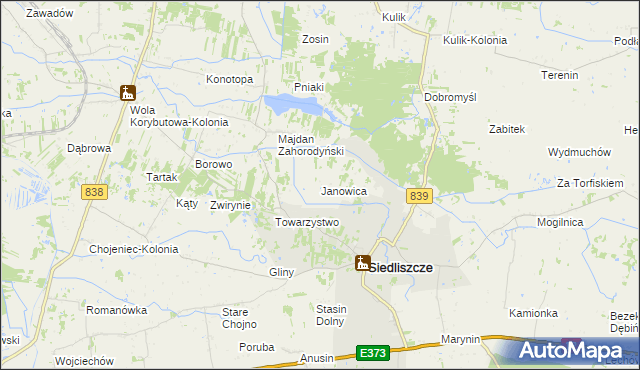 mapa Janowica gmina Siedliszcze, Janowica gmina Siedliszcze na mapie Targeo