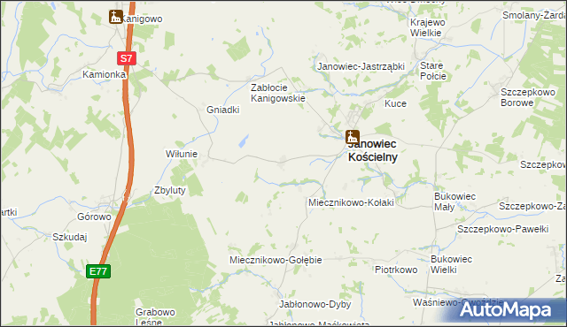 mapa Janowiec-Leśniki, Janowiec-Leśniki na mapie Targeo