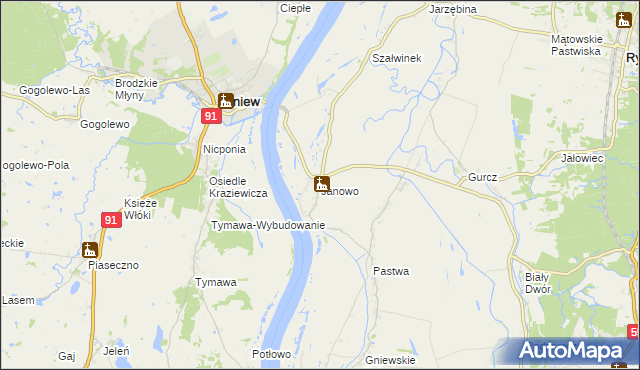 mapa Janowo gmina Kwidzyn, Janowo gmina Kwidzyn na mapie Targeo