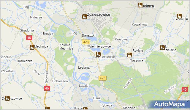mapa Januszkowice gmina Zdzieszowice, Januszkowice gmina Zdzieszowice na mapie Targeo