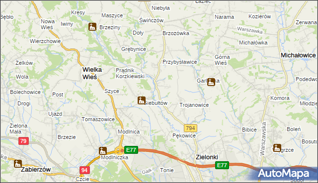 mapa Januszowice gmina Zielonki, Januszowice gmina Zielonki na mapie Targeo