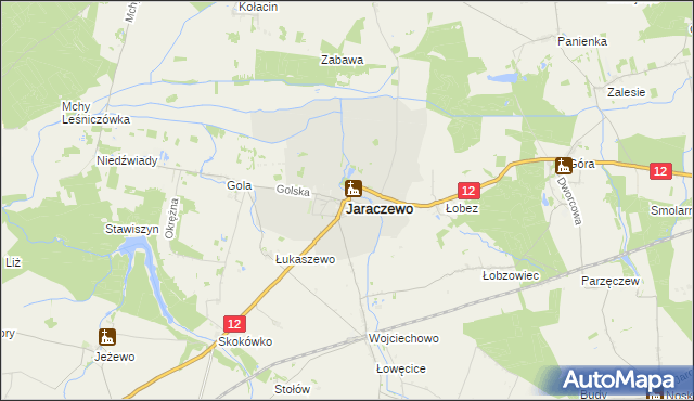 mapa Jaraczewo powiat jarociński, Jaraczewo powiat jarociński na mapie Targeo