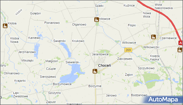 mapa Jarantowice gmina Choceń, Jarantowice gmina Choceń na mapie Targeo