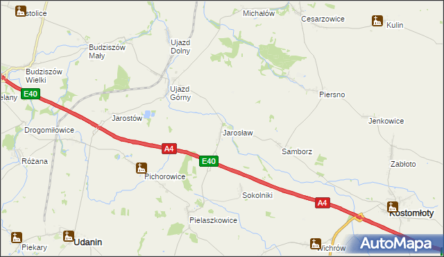 mapa Jarosław gmina Udanin, Jarosław gmina Udanin na mapie Targeo