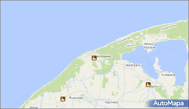 mapa Jarosławiec gmina Postomino, Jarosławiec gmina Postomino na mapie Targeo