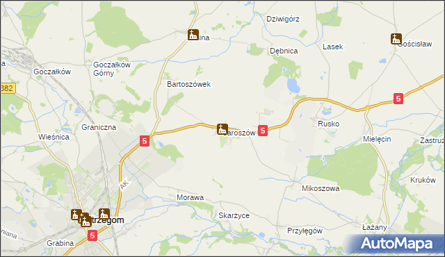 mapa Jaroszów gmina Strzegom, Jaroszów gmina Strzegom na mapie Targeo