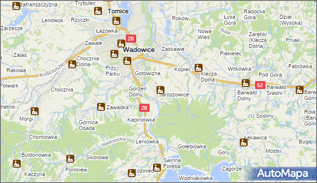 mapa Jaroszowice, Jaroszowice na mapie Targeo