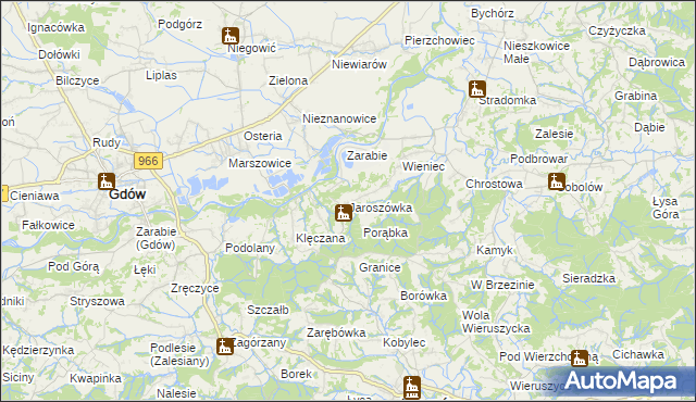 mapa Jaroszówka gmina Gdów, Jaroszówka gmina Gdów na mapie Targeo