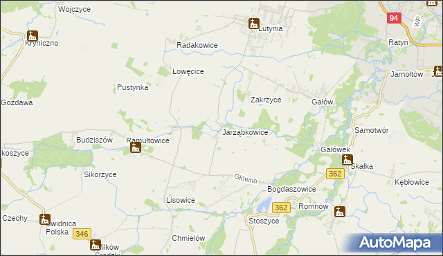 mapa Jarząbkowice gmina Kostomłoty, Jarząbkowice gmina Kostomłoty na mapie Targeo