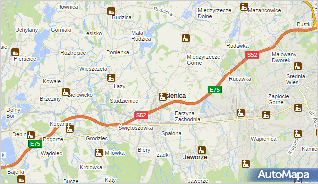 mapa Jasienica powiat bielski, Jasienica powiat bielski na mapie Targeo