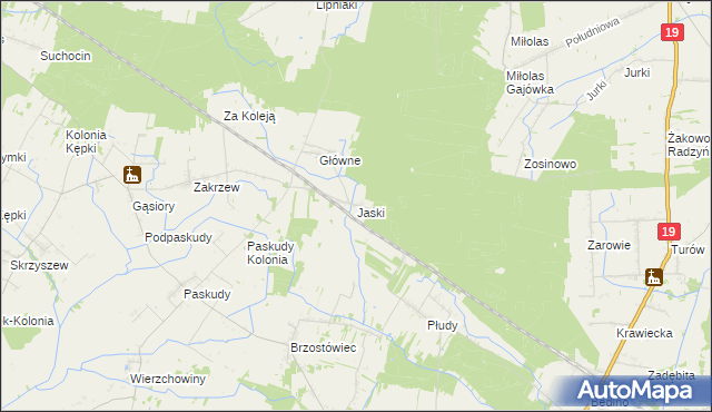 mapa Jaski gmina Radzyń Podlaski, Jaski gmina Radzyń Podlaski na mapie Targeo