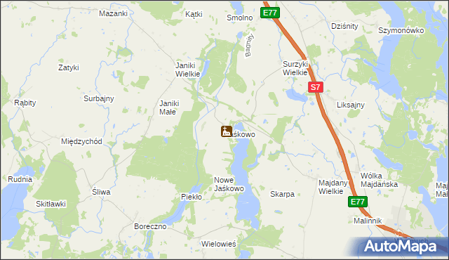 mapa Jaśkowo gmina Zalewo, Jaśkowo gmina Zalewo na mapie Targeo