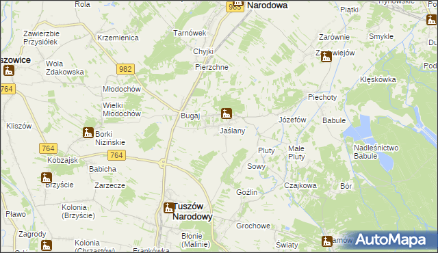 mapa Jaślany, Jaślany na mapie Targeo