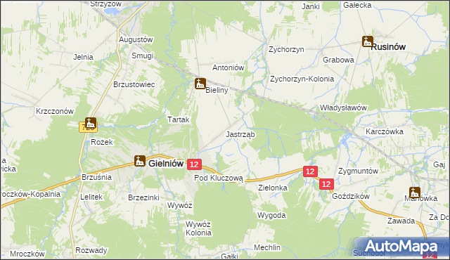 mapa Jastrząb gmina Gielniów, Jastrząb gmina Gielniów na mapie Targeo