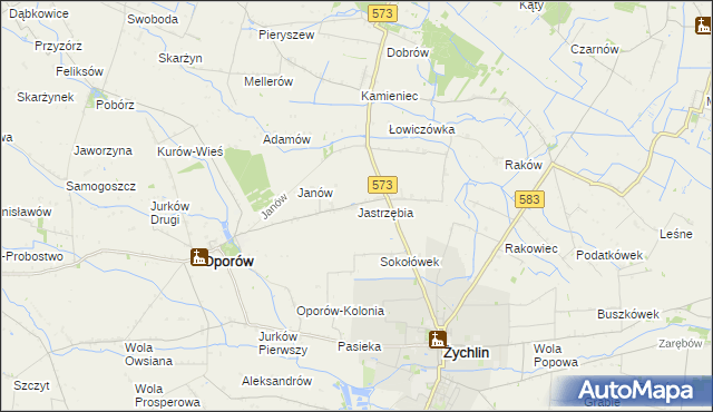 mapa Jastrzębia gmina Oporów, Jastrzębia gmina Oporów na mapie Targeo