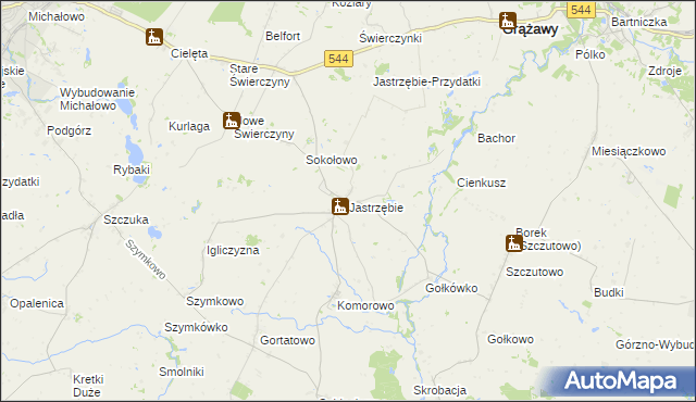 mapa Jastrzębie gmina Bartniczka, Jastrzębie gmina Bartniczka na mapie Targeo