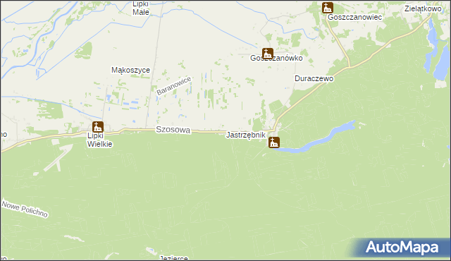 mapa Jastrzębnik gmina Santok, Jastrzębnik gmina Santok na mapie Targeo