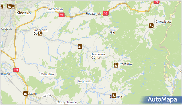 mapa Jaszkowa Górna, Jaszkowa Górna na mapie Targeo