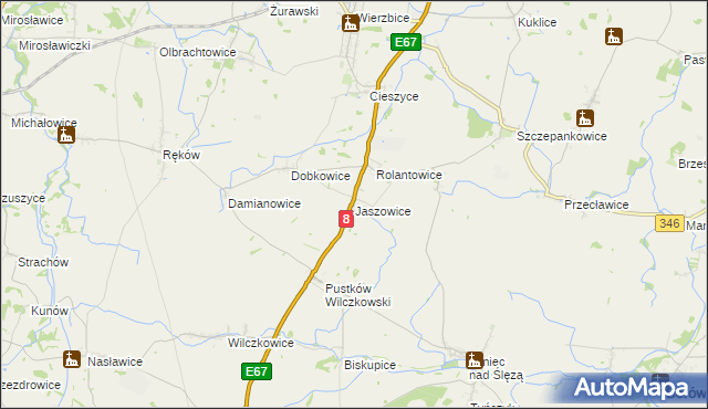 mapa Jaszowice gmina Kobierzyce, Jaszowice gmina Kobierzyce na mapie Targeo