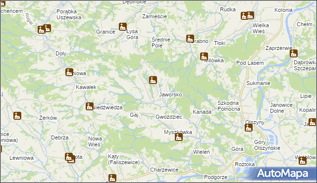 mapa Jaworsko, Jaworsko na mapie Targeo