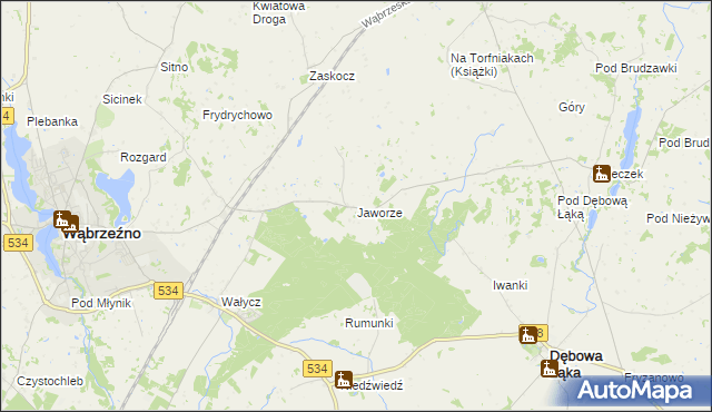 mapa Jaworze gmina Ryńsk, Jaworze gmina Ryńsk na mapie Targeo