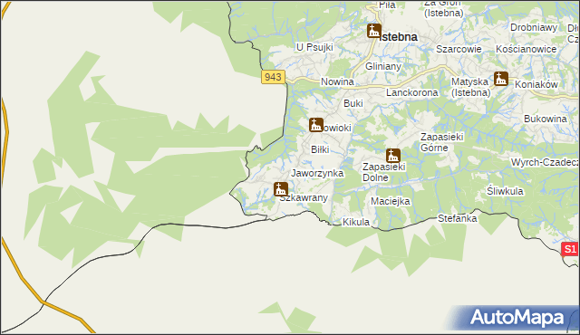 mapa Jaworzynka, Jaworzynka na mapie Targeo