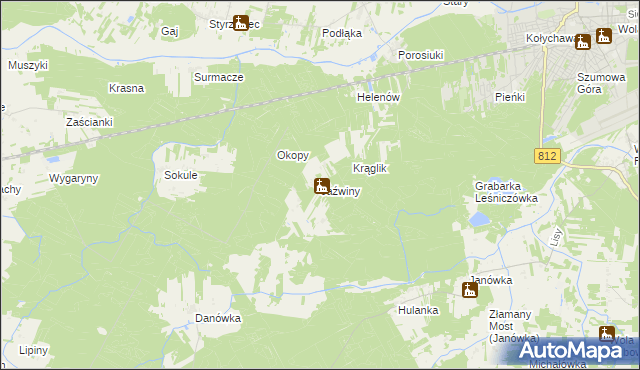 mapa Jaźwiny gmina Biała Podlaska, Jaźwiny gmina Biała Podlaska na mapie Targeo