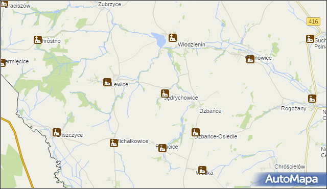 mapa Jędrychowice, Jędrychowice na mapie Targeo