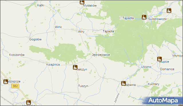 mapa Jędrzejowice gmina Dzierżoniów, Jędrzejowice gmina Dzierżoniów na mapie Targeo