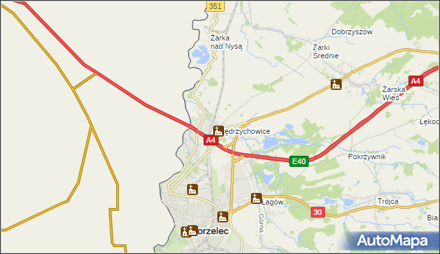 mapa Jędrzychowice gmina Zgorzelec, Jędrzychowice gmina Zgorzelec na mapie Targeo