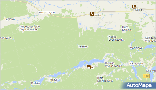 mapa Jeleniec gmina Wieleń, Jeleniec gmina Wieleń na mapie Targeo