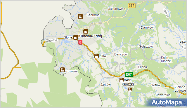 mapa Jeleniów gmina Lewin Kłodzki, Jeleniów gmina Lewin Kłodzki na mapie Targeo