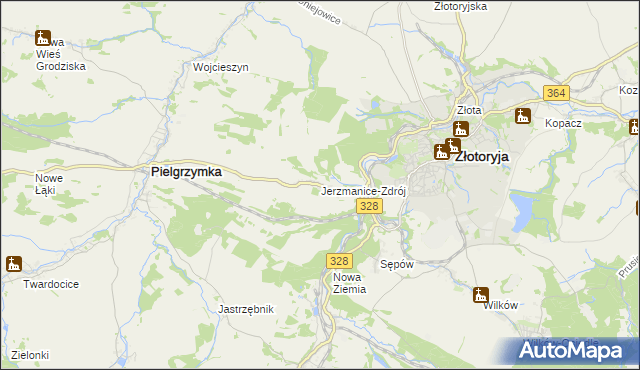 mapa Jerzmanice-Zdrój, Jerzmanice-Zdrój na mapie Targeo