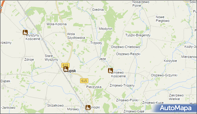 mapa Jeże gmina Stupsk, Jeże gmina Stupsk na mapie Targeo